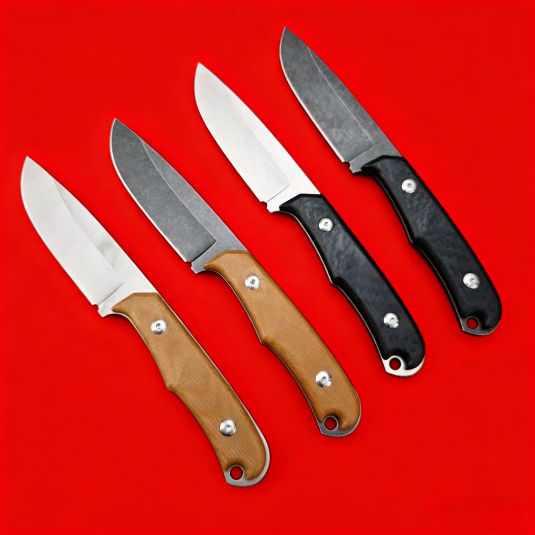 Bushcraft Knife Fixed - D2 Steel Stonewash Fixed Blade Knife,