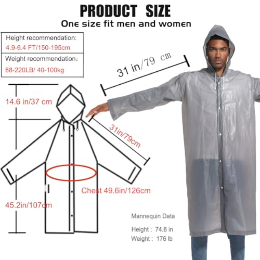 Rain Ponchos for Adults Rainco - Emergency Poncho Rain recensie en prijs