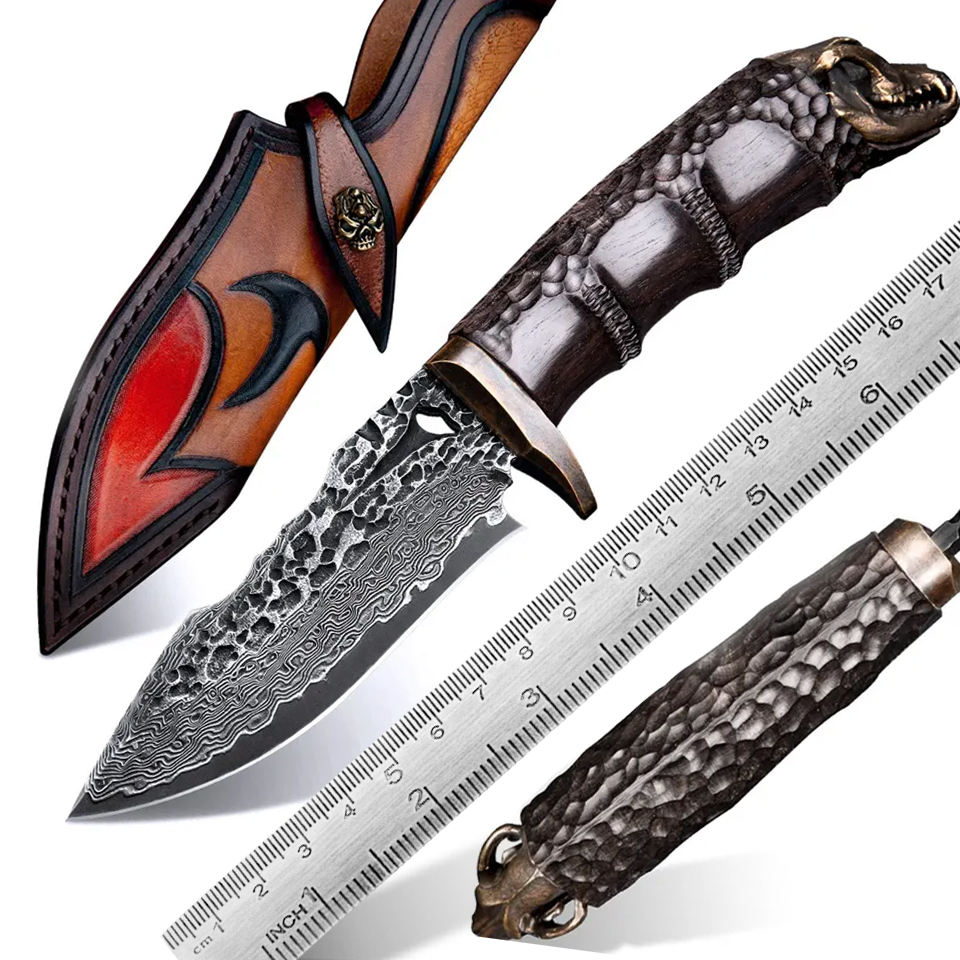 Damascus Steel Bushcraft Tool, - Bushcraft Knife Fixed recensie en prijs