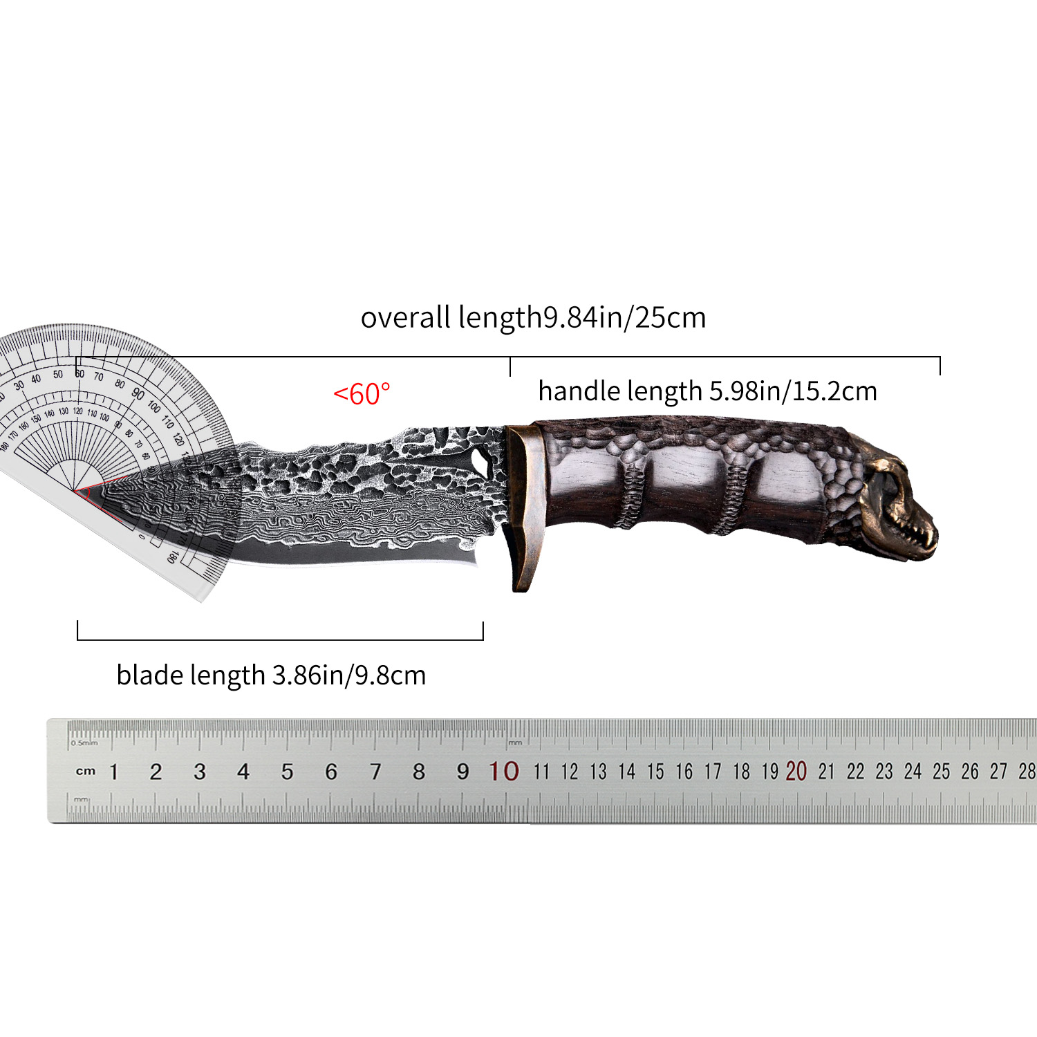 Damascus Steel Bushcraft Tool, - Bushcraft Knife Fixed recensie en prijs