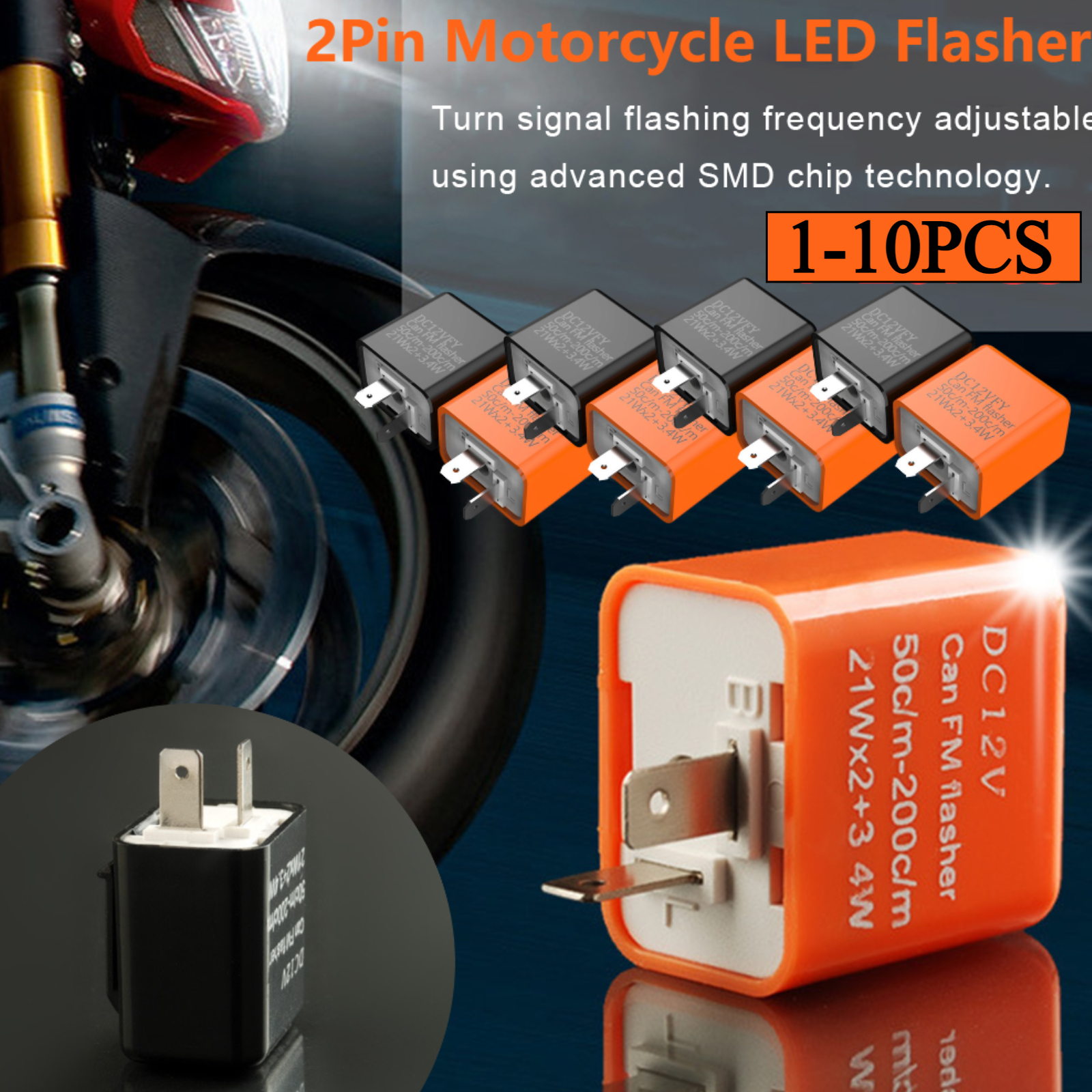 2Pin Motorcycle LED Flasher Re - Signal Panel Orange recensie en prijs