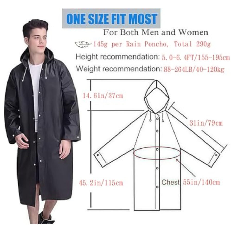 Rain Coat Poncho for Adult, 2  - Emergency Poncho Rain recensie en prijs
