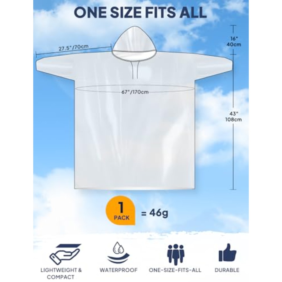 ANYOO Disposable Rain Poncho f - Emergency Poncho Rain recensie en prijs
